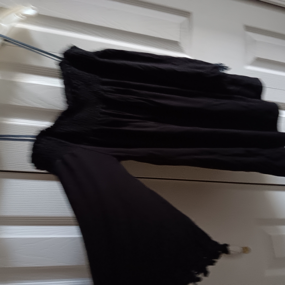 Black Off-Shoulder Top with Bell Sleeves